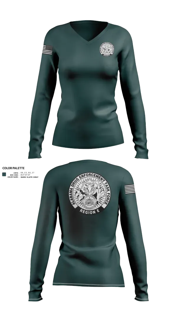 Womens Long Sleeve Vneck Shirt, Alabama Drug Enforcement Task Force, Police, Teamtime, Team time, sublimation, custom sports apparel, team uniforms, spirit wear, spiritwear, sports uniforms, custom shirts, team store, custom team store, fundraiser sports, apparel fundraiser