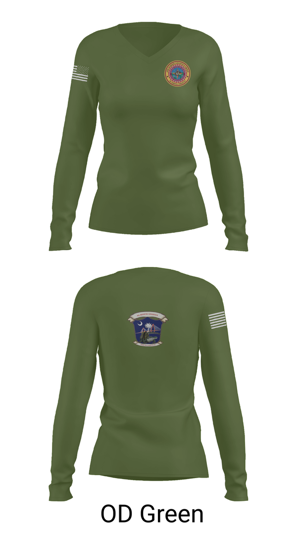 Womens Long Sleeve Vneck Shirt, 4th Medical Logistics, Marines, Teamtime, Team time, sublimation, custom sports apparel, team uniforms, spirit wear, spiritwear, sports uniforms, custom shirts, team store, custom team store, fundraiser sports, apparel fundraiser