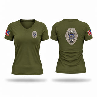 Womens Short Sleeve Vneck Shirt, Forsyth Tech campus police, Police, Teamtime, Team time, sublimation, custom sports apparel, team uniforms, spirit wear, spiritwear, sports uniforms, custom shirts, team store, custom team store, fundraiser sports, apparel fundraiser