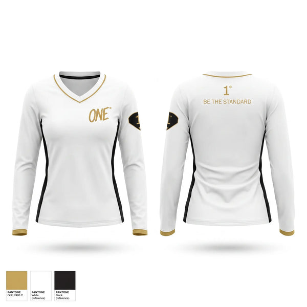Womens Long Sleeve Vneck Shirt, ONE, Baseball, Teamtime, Team time, sublimation, custom sports apparel, team uniforms, spirit wear, spiritwear, sports uniforms, custom shirts, team store, custom team store, fundraiser sports, apparel fundraiser