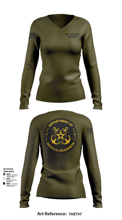 DEPT OF MEDICAL READINESS 60884043 Women's Long Sleeve V-neck Shirt - 13