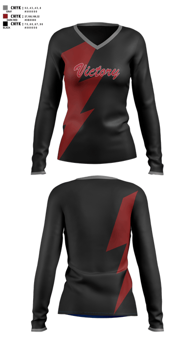 Victory 13069395 Women's Long Sleeve V-neck Shirt - 1