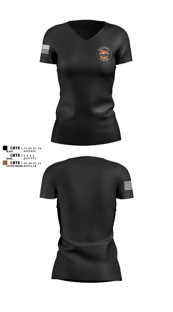 Womens Short Sleeve Vneck Shirt, NAF ATSUGI FCPOA, Navy, Teamtime, Team time, sublimation, custom sports apparel, team uniforms, spirit wear, spiritwear, sports uniforms, custom shirts, team store, custom team store, fundraiser sports, apparel fundraiser