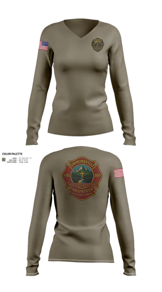 Womens Long Sleeve Vneck Shirt, Simmonsville VFD, , Teamtime, Team time, sublimation, custom sports apparel, team uniforms, spirit wear, spiritwear, sports uniforms, custom shirts, team store, custom team store, fundraiser sports, apparel fundraiser