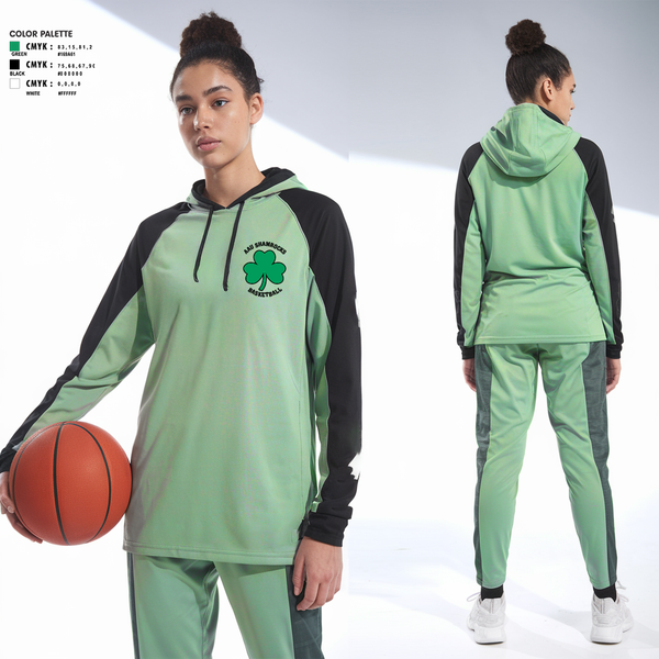 Hoodie, Shamrocks, Women's Basketball, Teamtime, Team time, sublimation, custom sports apparel, team uniforms, spirit wear, spiritwear, sports uniforms, custom shirts, team store, custom team store, fundraiser sports, apparel fundraiser