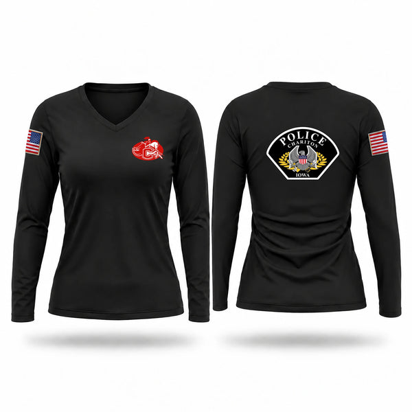 Womens Long Sleeve Vneck Shirt, Chariton Police Department, Police, Teamtime, Team time, sublimation, custom sports apparel, team uniforms, spirit wear, spiritwear, sports uniforms, custom shirts, team store, custom team store, fundraiser sports, apparel fundraiser