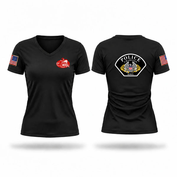 Womens Short Sleeve Vneck Shirt, Chariton Police Department, Police, Teamtime, Team time, sublimation, custom sports apparel, team uniforms, spirit wear, spiritwear, sports uniforms, custom shirts, team store, custom team store, fundraiser sports, apparel fundraiser