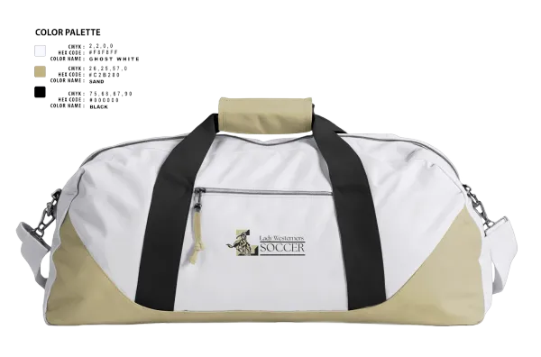 Duffle Bag, Lady Westerners, Women's Soccer, Teamtime, Team time, sublimation, custom sports apparel, team uniforms, spirit wear, spiritwear, sports uniforms, custom shirts, team store, custom team store, fundraiser sports, apparel fundraiser