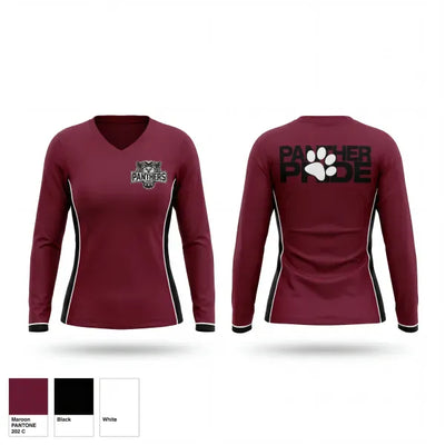 Merryville Panthers 51672053 Women's Long Sleeve V-neck Shirt - 1