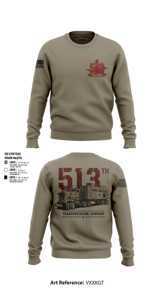 Crew Neck Sweatshirt, 513th Transportation Company, Army, Teamtime, Team time, sublimation, custom sports apparel, team uniforms, spirit wear, spiritwear, sports uniforms, custom shirts, team store, custom team store, fundraiser sports, apparel fundraiser
