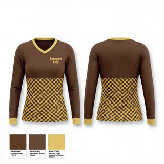 Womens Long Sleeve Vneck Shirt, Barnyard Kids, Softball, Teamtime, Team time, sublimation, custom sports apparel, team uniforms, spirit wear, spiritwear, sports uniforms, custom shirts, team store, custom team store, fundraiser sports, apparel fundraiser