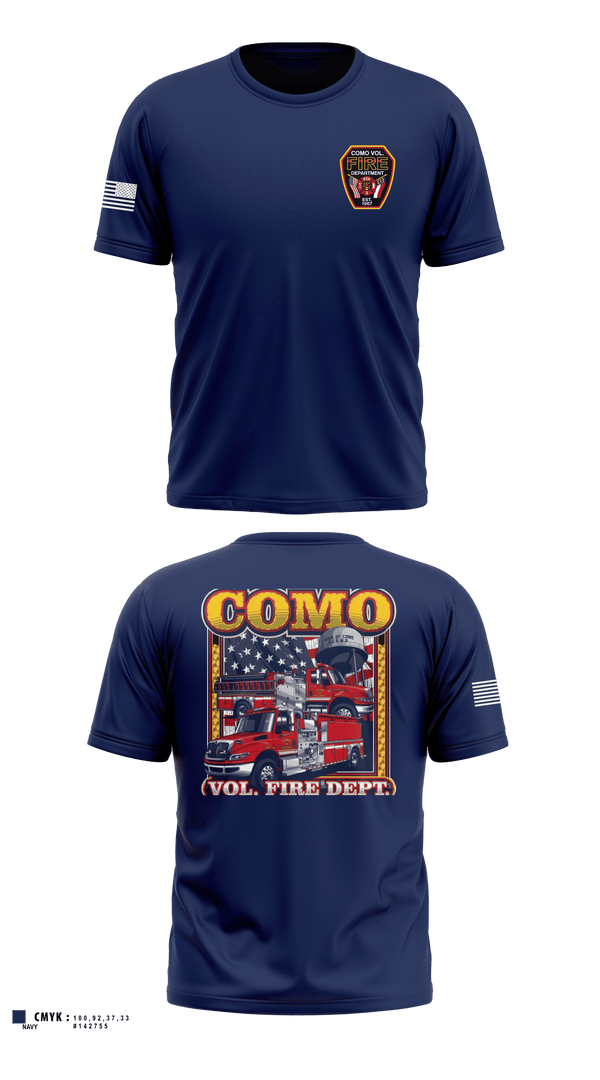 Old School Cotton Feel Shirt, Como Volunteer Fire Department, Fire Department, Teamtime, Team time, sublimation, custom sports apparel, team uniforms, spirit wear, spiritwear, sports uniforms, custom shirts, team store, custom team store, fundraiser sports, apparel fundraiser