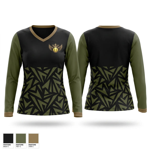 Womens Long Sleeve Vneck Shirt, Legends, Baseball, Teamtime, Team time, sublimation, custom sports apparel, team uniforms, spirit wear, spiritwear, sports uniforms, custom shirts, team store, custom team store, fundraiser sports, apparel fundraiser