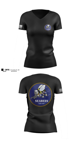 Womens Short Sleeve Vneck Shirt, Seabees, , Teamtime, Team time, sublimation, custom sports apparel, team uniforms, spirit wear, spiritwear, sports uniforms, custom shirts, team store, custom team store, fundraiser sports, apparel fundraiser