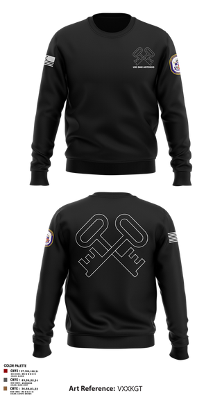 Crew Neck Sweatshirt, Uss San Antonio, Navy, Teamtime, Team time, sublimation, custom sports apparel, team uniforms, spirit wear, spiritwear, sports uniforms, custom shirts, team store, custom team store, fundraiser sports, apparel fundraiser