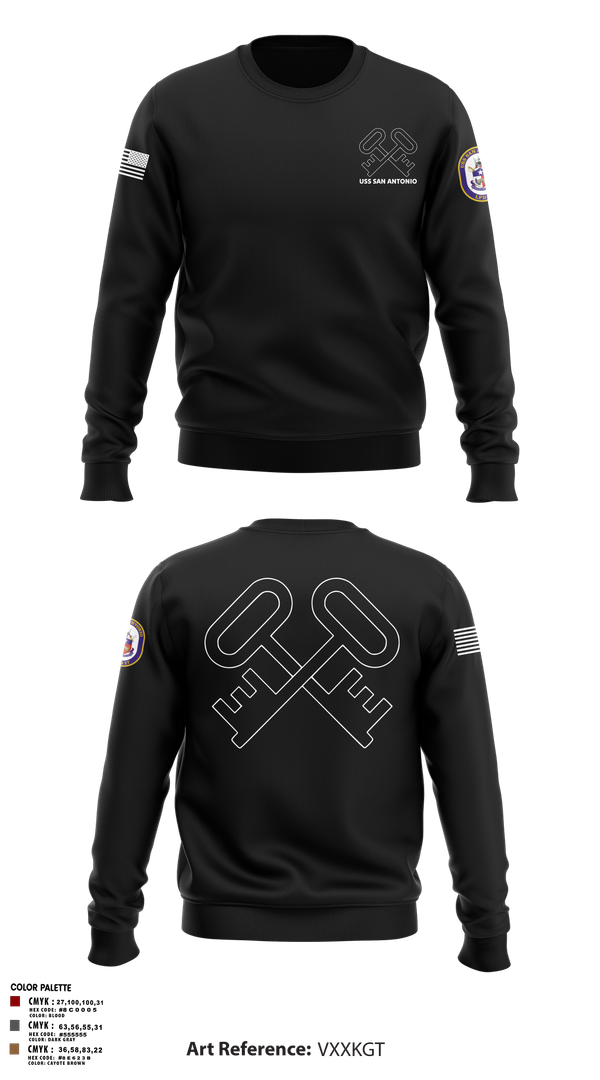 Crew Neck Sweatshirt, Uss San Antonio, Navy, Teamtime, Team time, sublimation, custom sports apparel, team uniforms, spirit wear, spiritwear, sports uniforms, custom shirts, team store, custom team store, fundraiser sports, apparel fundraiser