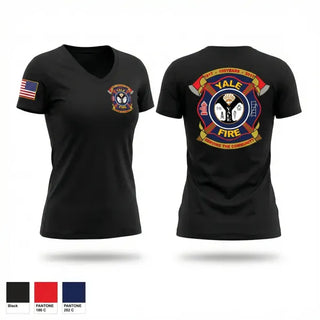 Womens Short Sleeve Vneck Shirt, Yale Fire Department, Fire Department, Teamtime, Team time, sublimation, custom sports apparel, team uniforms, spirit wear, spiritwear, sports uniforms, custom shirts, team store, custom team store, fundraiser sports, apparel fundraiser