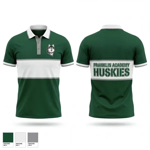 Short Sleeve Performance Polo, Franklin Academy Huskies, Men's Lacrosse, Teamtime, Team time, sublimation, custom sports apparel, team uniforms, spirit wear, spiritwear, sports uniforms, custom shirts, team store, custom team store, fundraiser sports, apparel fundraiser