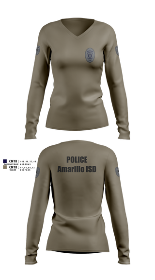 Womens Long Sleeve Vneck Shirt, Amarillo ISD Police, Police, Teamtime, Team time, sublimation, custom sports apparel, team uniforms, spirit wear, spiritwear, sports uniforms, custom shirts, team store, custom team store, fundraiser sports, apparel fundraiser