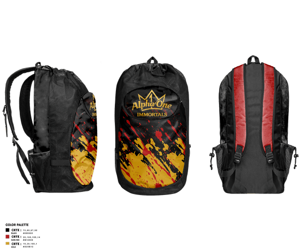 Gear Bag, Alpha One Immortals, Softball, Teamtime, Team time, sublimation, custom sports apparel, team uniforms, spirit wear, spiritwear, sports uniforms, custom shirts, team store, custom team store, fundraiser sports, apparel fundraiser