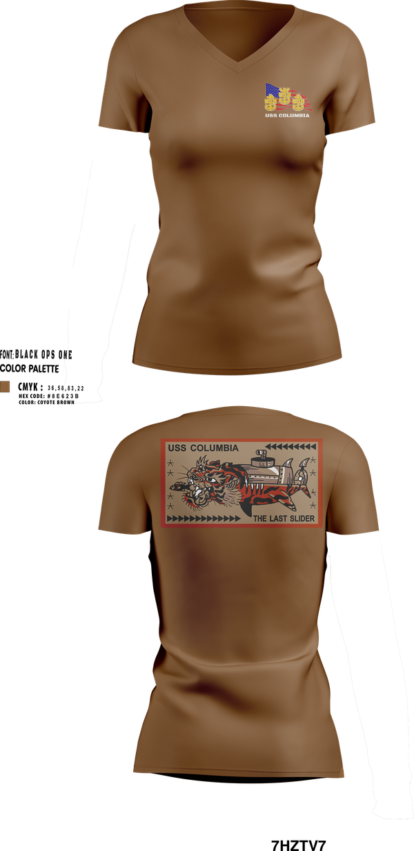 Womens Short Sleeve Vneck Shirt, USS Columbia, , Teamtime, Team time, sublimation, custom sports apparel, team uniforms, spirit wear, spiritwear, sports uniforms, custom shirts, team store, custom team store, fundraiser sports, apparel fundraiser
