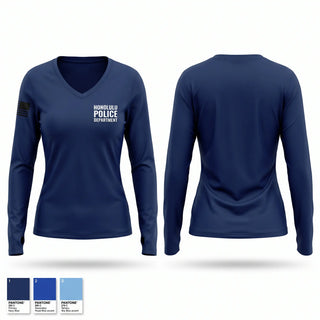Womens Long Sleeve Vneck Shirt, Honolulu Police Department, Police, Teamtime, Team time, sublimation, custom sports apparel, team uniforms, spirit wear, spiritwear, sports uniforms, custom shirts, team store, custom team store, fundraiser sports, apparel fundraiser
