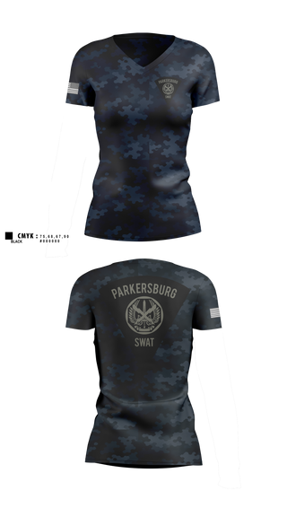 Womens Short Sleeve Vneck Shirt, Parkersburg SWAT, Police, Teamtime, Team time, sublimation, custom sports apparel, team uniforms, spirit wear, spiritwear, sports uniforms, custom shirts, team store, custom team store, fundraiser sports, apparel fundraiser