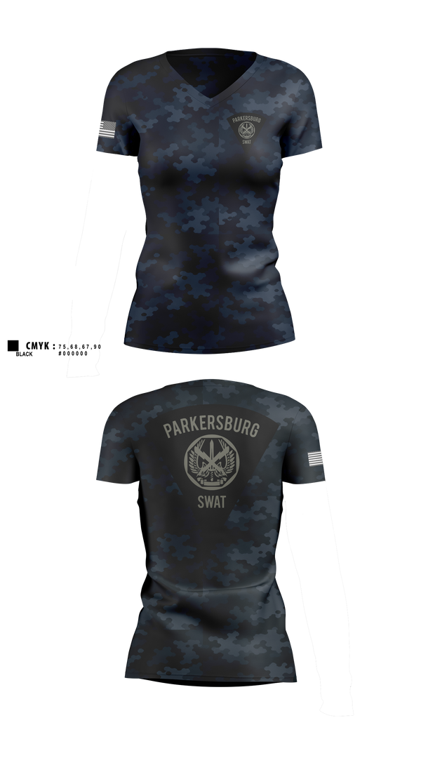 Womens Short Sleeve Vneck Shirt, Parkersburg SWAT, Police, Teamtime, Team time, sublimation, custom sports apparel, team uniforms, spirit wear, spiritwear, sports uniforms, custom shirts, team store, custom team store, fundraiser sports, apparel fundraiser