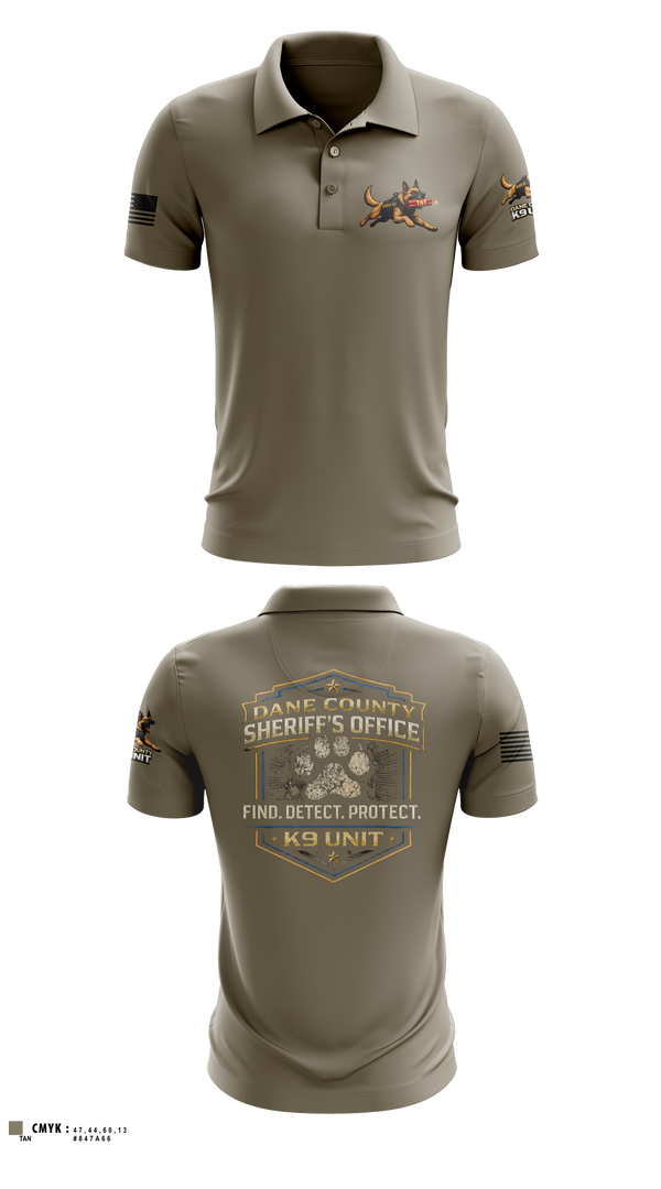 Short Sleeve Performance Polo, Dane County K9, Police, Teamtime, Team time, sublimation, custom sports apparel, team uniforms, spirit wear, spiritwear, sports uniforms, custom shirts, team store, custom team store, fundraiser sports, apparel fundraiser