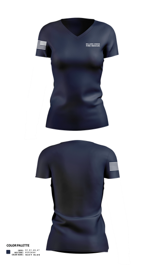 Womens Short Sleeve Vneck Shirt, Millers Creek Fire Rescue, Fire Department, Teamtime, Team time, sublimation, custom sports apparel, team uniforms, spirit wear, spiritwear, sports uniforms, custom shirts, team store, custom team store, fundraiser sports, apparel fundraiser