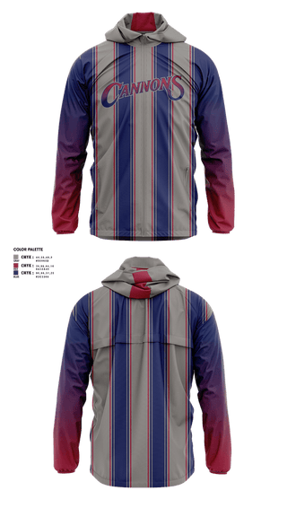 Windbreaker, CANNONS, Baseball, Teamtime, Team time, sublimation, custom sports apparel, team uniforms, spirit wear, spiritwear, sports uniforms, custom shirts, team store, custom team store, fundraiser sports, apparel fundraiser
