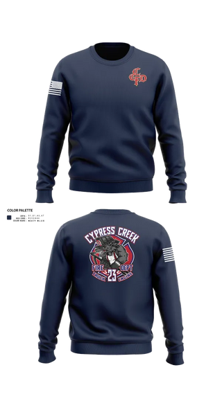 Crew Neck Sweatshirt, Cy Creek Fire 23, Fire Department, Teamtime, Team time, sublimation, custom sports apparel, team uniforms, spirit wear, spiritwear, sports uniforms, custom shirts, team store, custom team store, fundraiser sports, apparel fundraiser