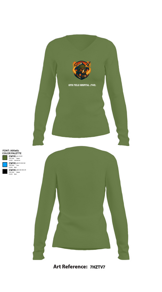 Womens Long Sleeve Vneck Shirt, 10th Field Hospital (FWD), , Teamtime, Team time, sublimation, custom sports apparel, team uniforms, spirit wear, spiritwear, sports uniforms, custom shirts, team store, custom team store, fundraiser sports, apparel fundraiser
