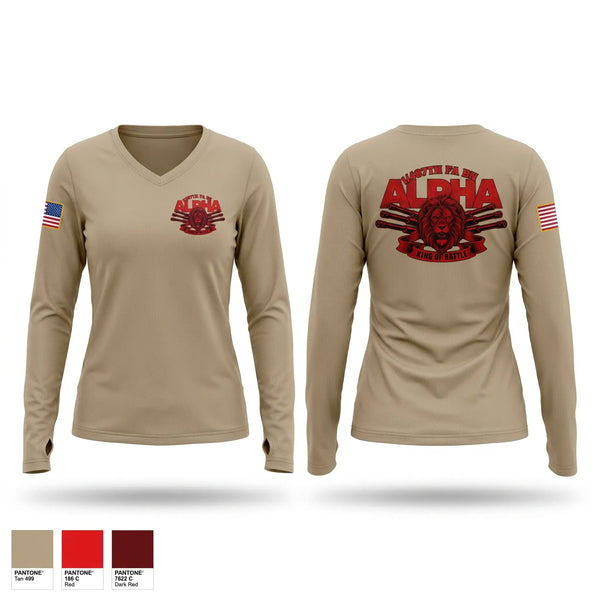 Womens Long Sleeve Vneck Shirt, 1/487th FA BN, Army, Teamtime, Team time, sublimation, custom sports apparel, team uniforms, spirit wear, spiritwear, sports uniforms, custom shirts, team store, custom team store, fundraiser sports, apparel fundraiser