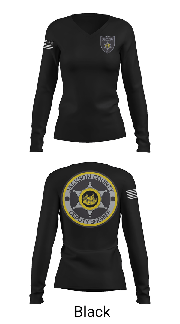 Womens Long Sleeve Vneck Shirt, Jackson County SD, Police, Teamtime, Team time, sublimation, custom sports apparel, team uniforms, spirit wear, spiritwear, sports uniforms, custom shirts, team store, custom team store, fundraiser sports, apparel fundraiser