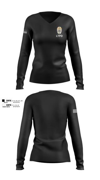 Womens Long Sleeve Vneck Shirt, Lone Tree Police Department, Police, Teamtime, Team time, sublimation, custom sports apparel, team uniforms, spirit wear, spiritwear, sports uniforms, custom shirts, team store, custom team store, fundraiser sports, apparel fundraiser