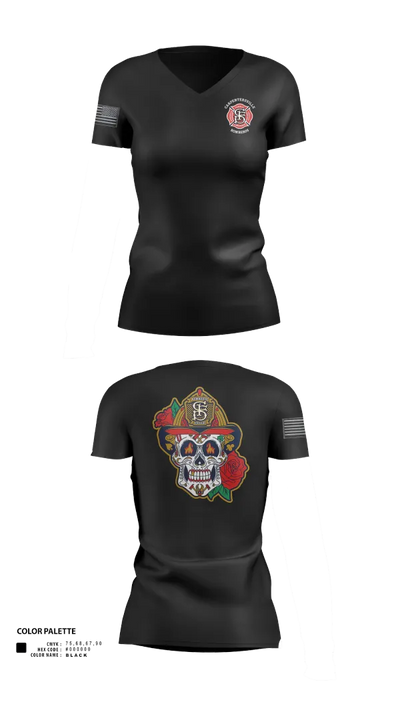 Carpentersville Fire Department 52158463 Women's Short Sleeve V-neck Shirt - 21