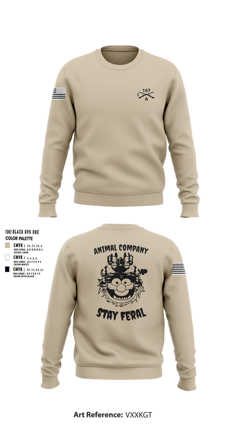 Crew Neck Sweatshirt, A Co 1/167, Army, Teamtime, Team time, sublimation, custom sports apparel, team uniforms, spirit wear, spiritwear, sports uniforms, custom shirts, team store, custom team store, fundraiser sports, apparel fundraiser