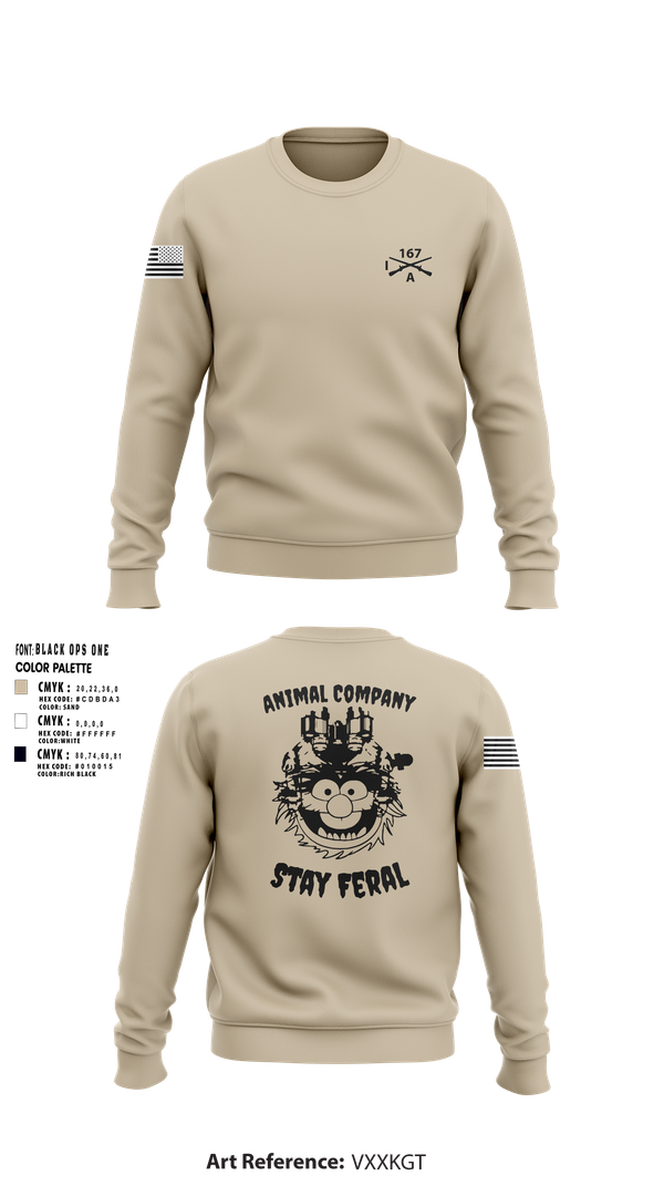 Crew Neck Sweatshirt, A Co 1/167, Army, Teamtime, Team time, sublimation, custom sports apparel, team uniforms, spirit wear, spiritwear, sports uniforms, custom shirts, team store, custom team store, fundraiser sports, apparel fundraiser