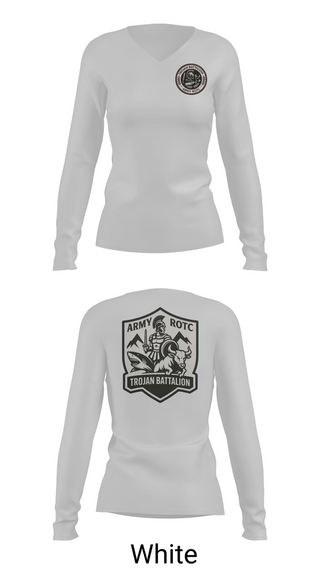Womens Long Sleeve Vneck Shirt, Trojan Battalion, Army, Teamtime, Team time, sublimation, custom sports apparel, team uniforms, spirit wear, spiritwear, sports uniforms, custom shirts, team store, custom team store, fundraiser sports, apparel fundraiser