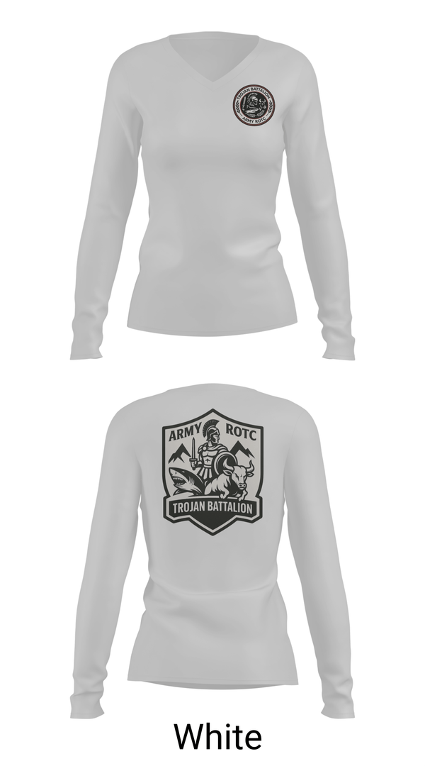 Womens Long Sleeve Vneck Shirt, Trojan Battalion, Army, Teamtime, Team time, sublimation, custom sports apparel, team uniforms, spirit wear, spiritwear, sports uniforms, custom shirts, team store, custom team store, fundraiser sports, apparel fundraiser