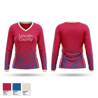 Womens Long Sleeve Vneck Shirt, Lincoln County, Men's Basketball, Teamtime, Team time, sublimation, custom sports apparel, team uniforms, spirit wear, spiritwear, sports uniforms, custom shirts, team store, custom team store, fundraiser sports, apparel fundraiser