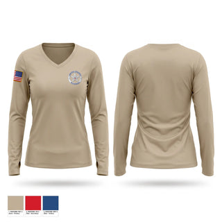 Womens Long Sleeve Vneck Shirt, United States Marshals Service, Police, Teamtime, Team time, sublimation, custom sports apparel, team uniforms, spirit wear, spiritwear, sports uniforms, custom shirts, team store, custom team store, fundraiser sports, apparel fundraiser