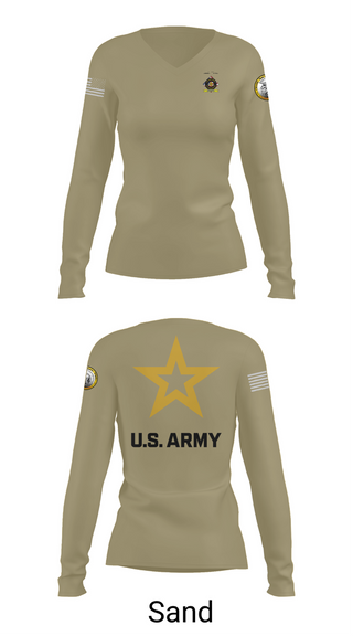 Womens Long Sleeve Vneck Shirt, University of Toledo Army Marksmanship Unit, Army, Teamtime, Team time, sublimation, custom sports apparel, team uniforms, spirit wear, spiritwear, sports uniforms, custom shirts, team store, custom team store, fundraiser sports, apparel fundraiser