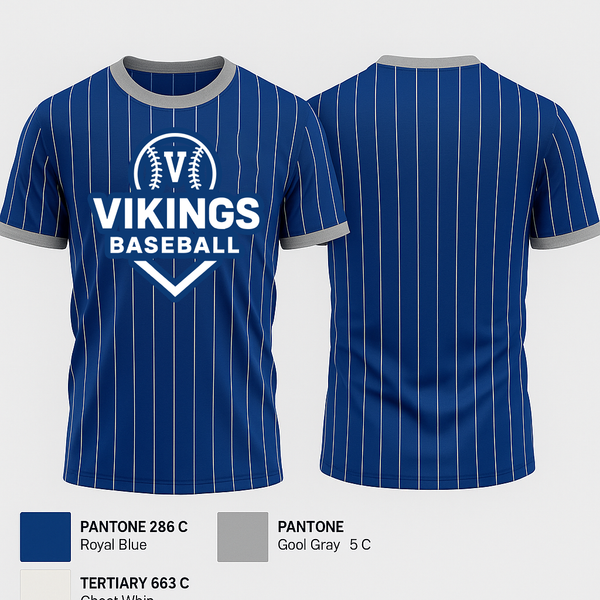 Old School Cotton Feel Shirt, Vikings, Baseball, Teamtime, Team time, sublimation, custom sports apparel, team uniforms, spirit wear, spiritwear, sports uniforms, custom shirts, team store, custom team store, fundraiser sports, apparel fundraiser