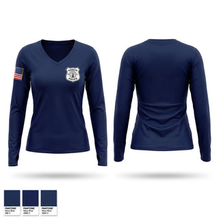 Womens Long Sleeve Vneck Shirt, Edison Police, Police, Teamtime, Team time, sublimation, custom sports apparel, team uniforms, spirit wear, spiritwear, sports uniforms, custom shirts, team store, custom team store, fundraiser sports, apparel fundraiser