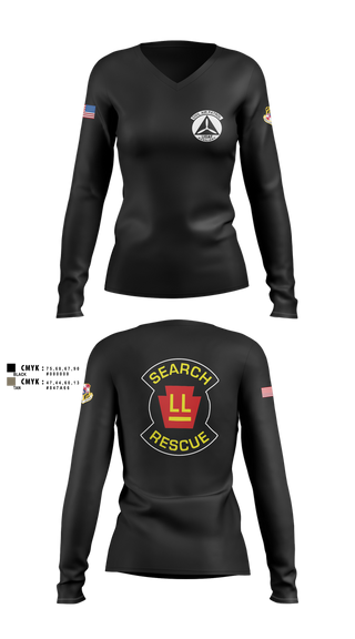 Womens Long Sleeve Vneck Shirt, Wicomico Composite Squadron, Air Force, Teamtime, Team time, sublimation, custom sports apparel, team uniforms, spirit wear, spiritwear, sports uniforms, custom shirts, team store, custom team store, fundraiser sports, apparel fundraiser