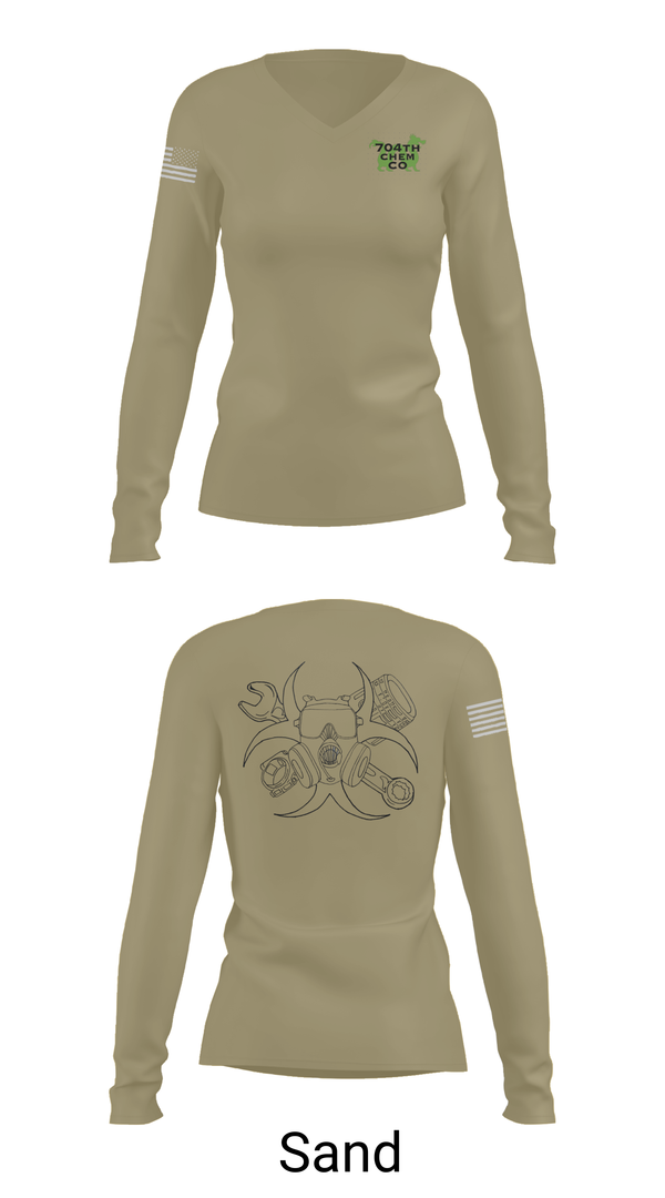 Womens Long Sleeve Vneck Shirt, 704th Chem Co, , Teamtime, Team time, sublimation, custom sports apparel, team uniforms, spirit wear, spiritwear, sports uniforms, custom shirts, team store, custom team store, fundraiser sports, apparel fundraiser