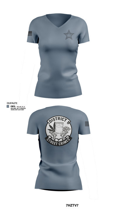 District I Street Crimes 1468514 Women's Short Sleeve V-neck Shirt - 105
