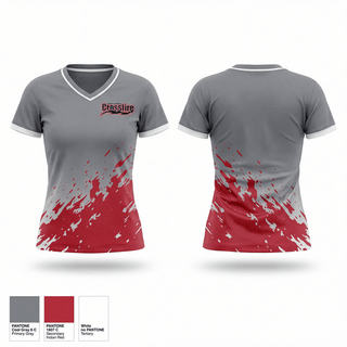 Womens Short Sleeve Vneck Shirt, Crossfire Fastpitch, Softball, Teamtime, Team time, sublimation, custom sports apparel, team uniforms, spirit wear, spiritwear, sports uniforms, custom shirts, team store, custom team store, fundraiser sports, apparel fundraiser